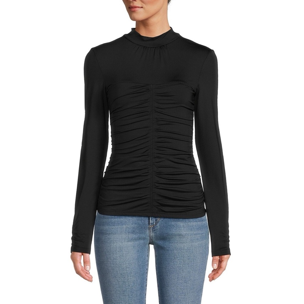 Rachel Parcell Ruched Fitted Top in Black